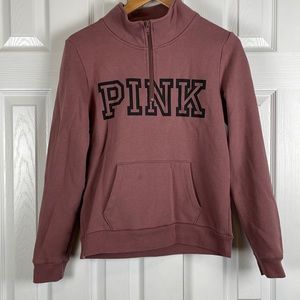 Pink Victoria’s Secret pull over quarter zip sweat shirt, women’s M